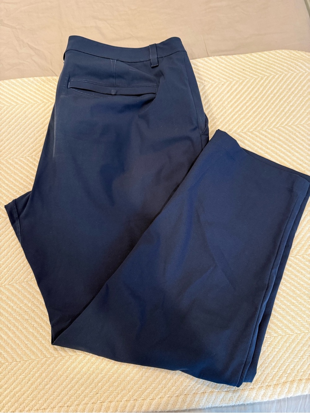 lululemon athletica ABC / commission navy pants, 36 waist hemmed to ~30-31
